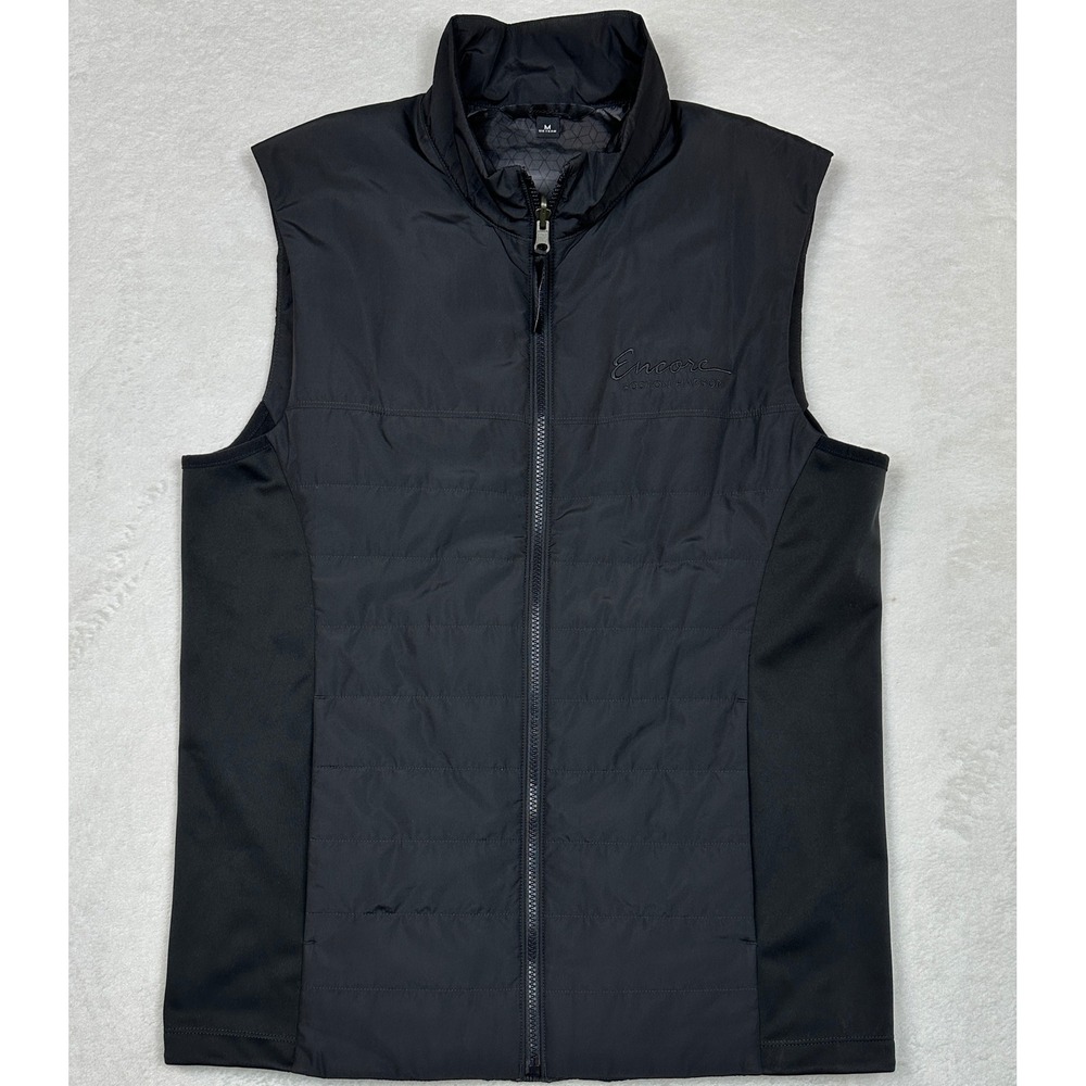 Encore Boston Harbor Mens Black Quilted Puffer Vest Mock Neck Full Zip Size M